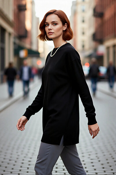 PayBuy Дамски пуловер с акрилна плетка, свободна кройка, велосипедна яка, къс...