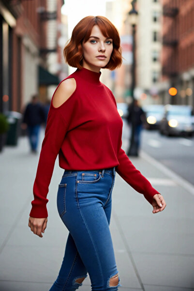 PayBuy Pulover pentru femei, cu croiala relaxată, cu guler înalt, cu mâneci l...