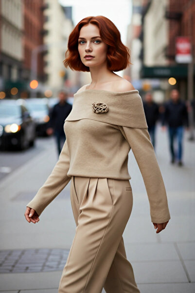 PayBuy Tricotaj cu guler Carmen pentru femei, pulover cu mânecă lungă, cu mod...