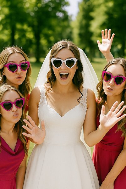 Charmira Store 6Pcs Bride & Bridesmaid Heart Glasses Set – Bachelorette Party