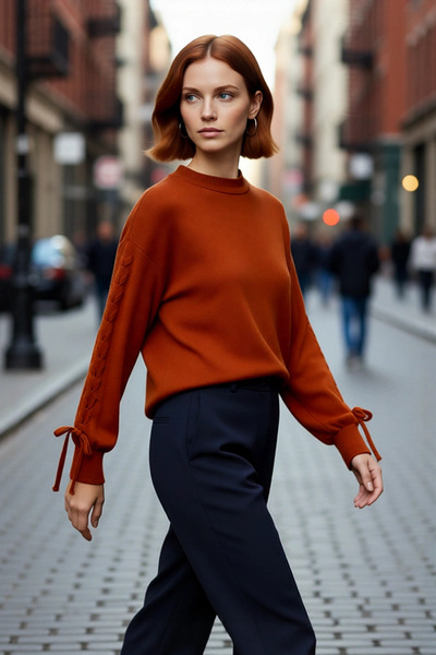 PayBuy Tricotaj cu mânecă lungă pentru femei, cu decolteu rotund, cu mânecă j...