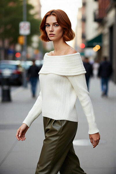 PayBuy Γυναικείο πουλόβερ με μακρυμάνικο πλεκτό πλεκτό μεγάλο σχήμα Carmen πο...