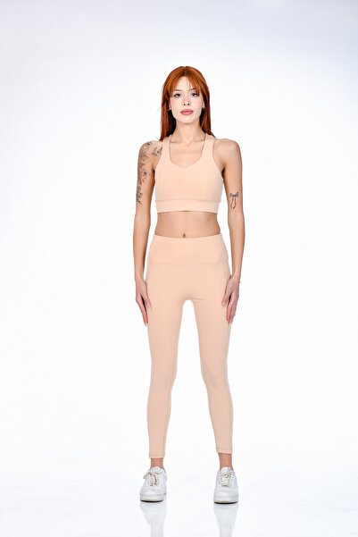 XJOYFİT Athlete Gym Fitness Yoga Plates Cepli̇ High Waist Leggings Strap Crop Set