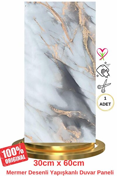 Renkli Duvarlar Shiny Mix Color Mermer Desenli 60x30cm Yapışkanlı Mutfak Banyo Kaplama Duvar Paneli Kağıdı TX-092