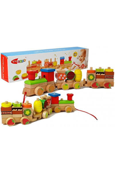 Nurio Multifunctional Wooden Toy Train 30 Pieces - Fruits 42cm -