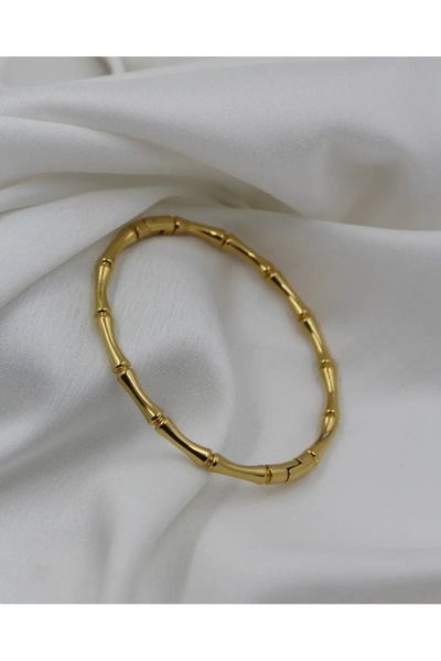 ANGELSS JEWELLERY Bambu Kemik Gold Kelepçe Bileklik Çelik Bambu Kemik Kelepçe...