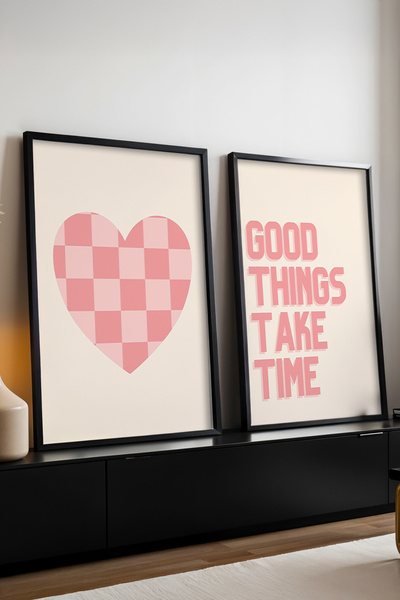 huhuli Set de 2 tablouri moderne cu ramă neagră din lemn huhu284