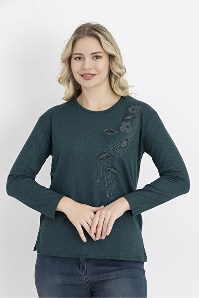 Orly More Shardonlu Winter Viscose Fabric Stone Mini Slit Combed Cotton Blouse