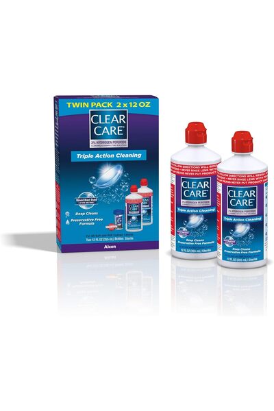 CLEAR CARE Cleaning and Disinfecting Solution with Lens Case, Twin Pack, 12 oz Each
