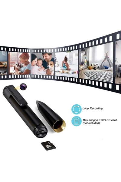 iUni Cameră spion cu stilou Full HD W9 Pro, slot pentru card Micro SD, înregistrare audio-video, fotografiere