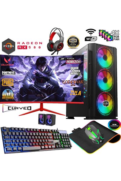 Apphirex TC88X Ryzen 5 5500 16GB 512GB M2 SSD RX580 8GB 23.6' Curved Masaüstü...