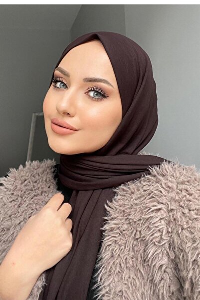 Byedauzunlar شال قطني ممشط باللون البني المر