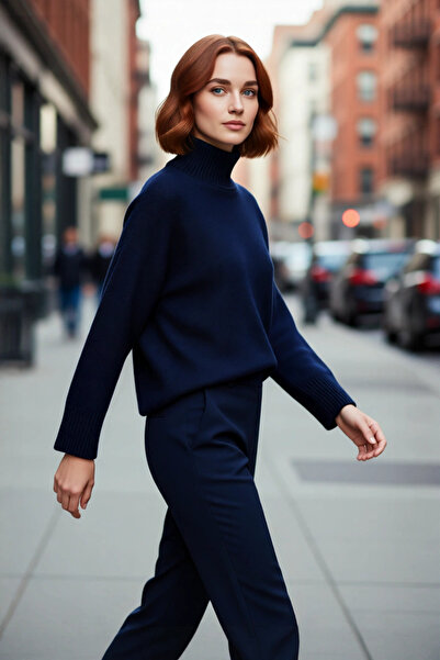 PayBuy Pulover de tricotat simplu, cu guler ridicat, oversize, pentru femei, ...