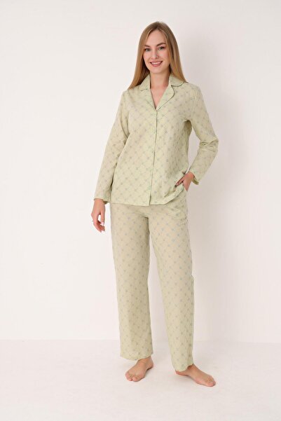 NBB 100% Cotton, Women's Front Buttoned, Shirt Collar Women's Pajama Set