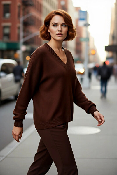 PayBuy Tricotaj pentru femei cu decolteu în V cu mâneci cu volană Pulover cu ...