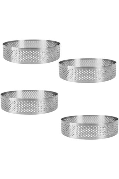 EFE PASTACILIK قالب تارت دائري بفتحات 8 سم - طقم حلقات تارت من الفولاذ المقاو...