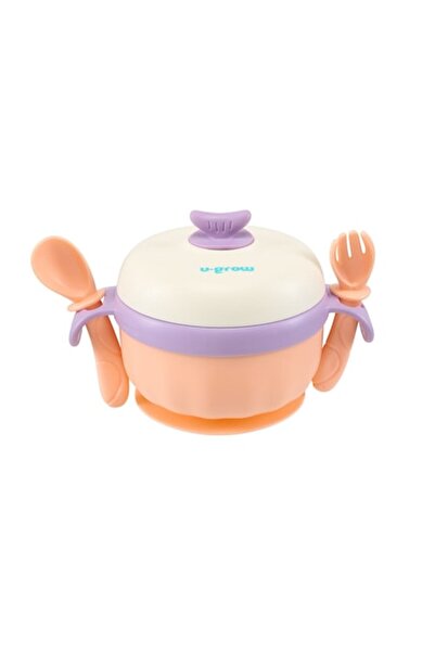 U-Grow Bol termic , lingurita si furculita , baza antialunecare, mov,