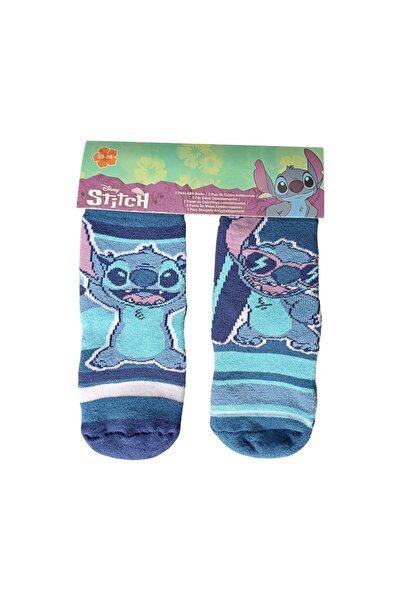 Stitch Комплект от 2 чифта чорапи от ABS, с неплъзгаща се подметка, сини, Happy