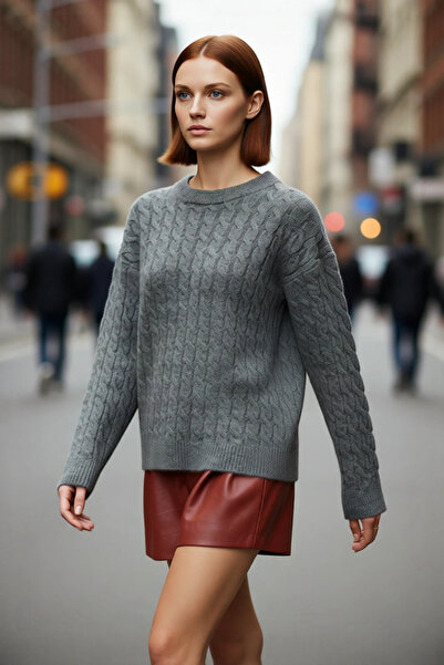 PayBuy Tricotaj cu împletitură de păr, gri antracit, pentru femei, pulover, alegere ideală pentru zilele de iarnă