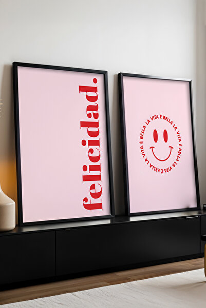 huhuli Tablou modern din 2 piese cu ramă neagră din lemn huhu286