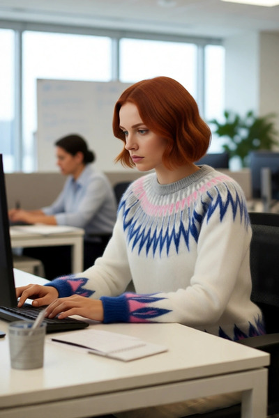 PayBuy Women's Regular Fit Geometric Pattern Acrylic Knitwear Sweater Raglan Sleeve Comfortable for Winter Days