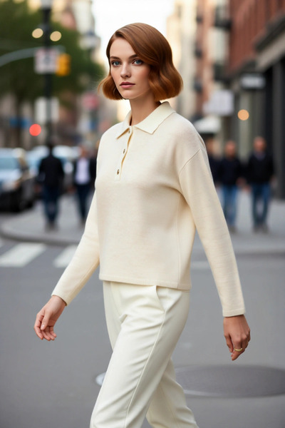 PayBuy Tricotaj cu guler polo supradimensionat pentru femei Pulover cu blocur...