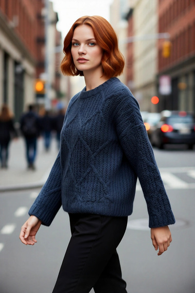 PayBuy Pulover de tricotat gros pentru femei, oversize, cu detaliu de împleti...