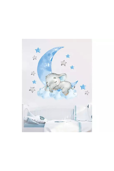 Inovius Sticker Perete Autocolant Bebe Elefant Doarme pe Luna - 53663