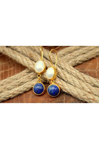 alpsilverart 925 Ayar Gümüş El İşi Otantik Doğal İnci Ve Lapis Taşlı Küpe – Kadınlar İçin Özel Tasarım