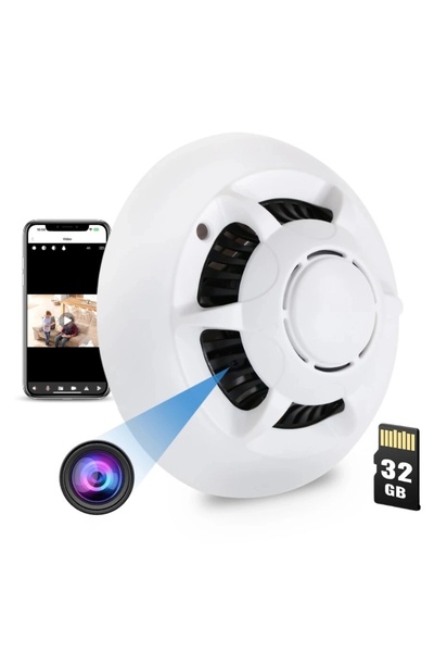 iUni Cameră spion cu detector de fum D103, 32GB, Wi-Fi, vizualizare 4K