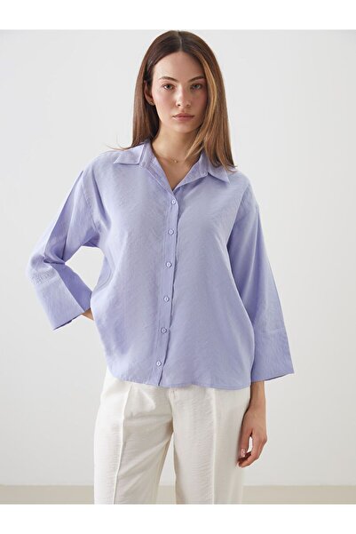 LC Waikiki Lcwaikiki Classic Lilac Modal Blended Oversize Women's Shirt