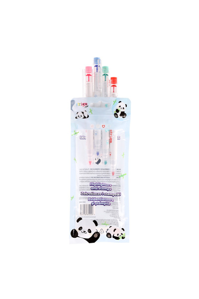 Strigo Set of 4 2-in-1 highlighters with stamp, Panda series SSC490