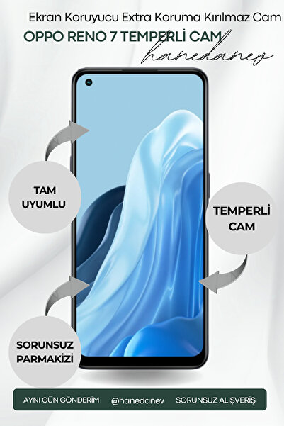 Hanedanev Oppo Reno 7 Temperli Cam Ekran Koruyucu Extra Koruma Kırılmaz Cam