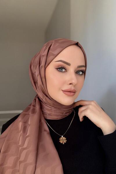 Byedauzunlar Sweet Coffee Patterned Silky Jacquard Shawl