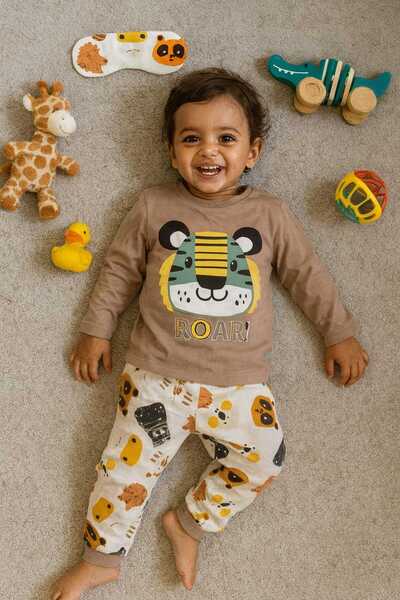 MİLAYS LİFE HOME COLLECTİON 100% Cotton 3-Piece Pajama Sets with Eye Mask Character Print for Children