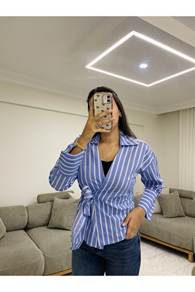 FASHION Mavi Çizgili Gömlek