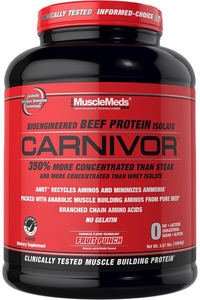 MuscleMeds مسحوق بروتين لحم البقر كارنيفور المعزول، بنكهة الفواكه، 4 أرطال