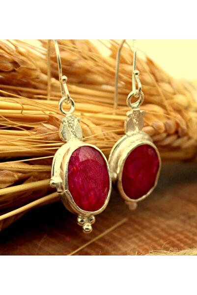 alpsilverart 925 Ayar Gümüş El İşi Otantik Doğal Yakut Küpe – Kadınlar İçin Özel Tasarım