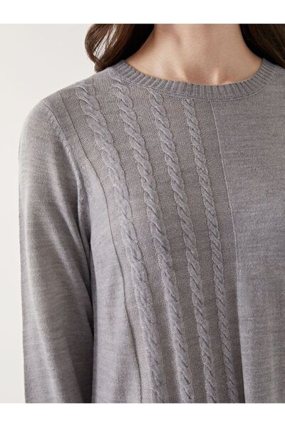 LC Waikiki Crew Neck Textured Women's Knitwear Dress