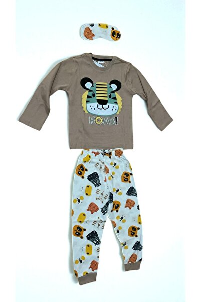 MİLAYS LİFE HOME COLLECTİON 100% Cotton 3-Piece Pajama Sets with Eye Mask Character Print for Children