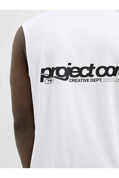 Jack & Jones Men's White Jcounion Print Tank Top Sn T-Shirt 12273446-Brightwhi