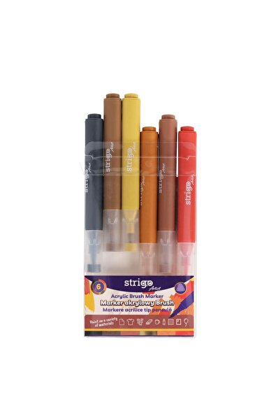 Strigo Acrylic brush markers, 6 colors SSC433