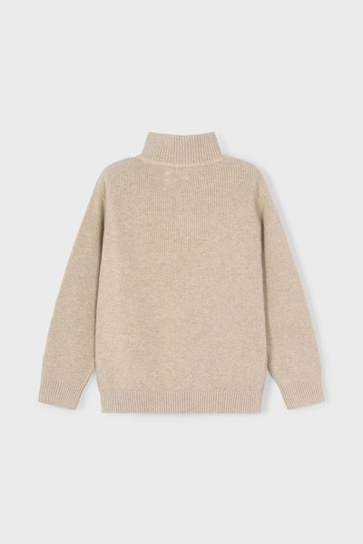 MAYORAL Pulover pentru băieți, cu jumătate de fermoar, cu croiala normală, guler ridicat - bej