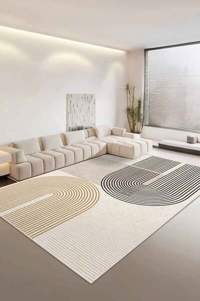 Decomia Home سجادة رقمية مضادة للانزلاق قابلة للغسل باللون الرمادي الداكن لغرفة المعيشة والمطبخ والممرات