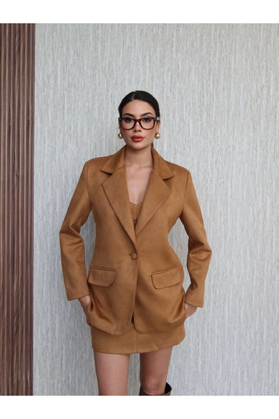 ESRAHELVACI Suede Bustier Jacket Set