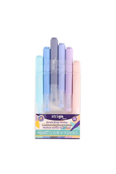 Strigo Acrylic brush markers, 6 colors SSC431