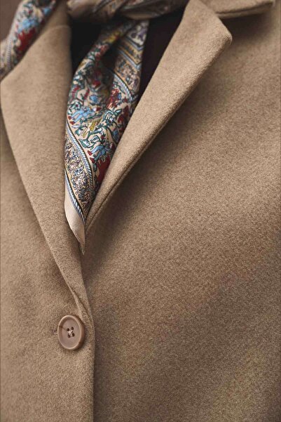 Hooopstore Kaşe Blazer Camel Feather Jacket