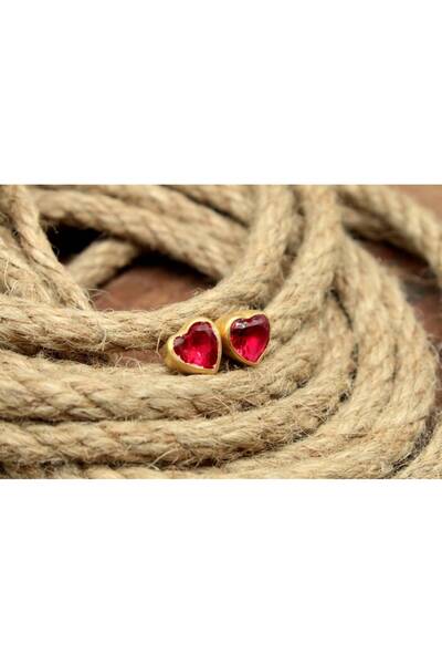 alpsilverart 925 Ayar Gümüş El İşi Otantik Yakut Kalp Küpe – Kadınlar İçin Özel Tasarım