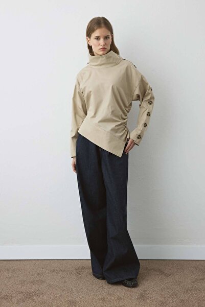 Hooopstore Ασύμμετρη μπλούζα με λεπτομέρεια με κουμπιά