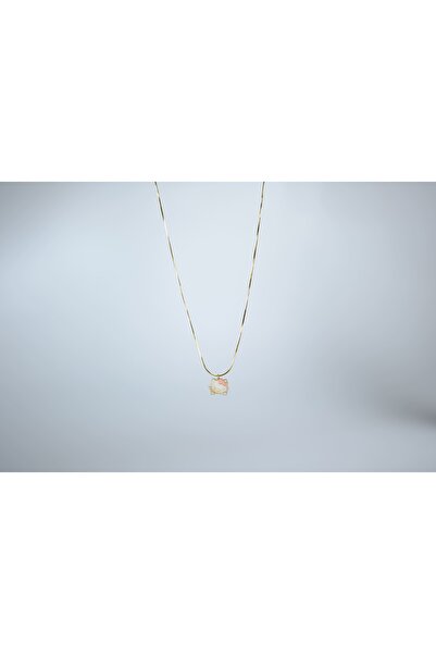 El Takı 925 Ayar Hello Kitty Figürlü Beyaz ve Pembe Mine Detaylı Altın Kaplama Gümüş Kolye